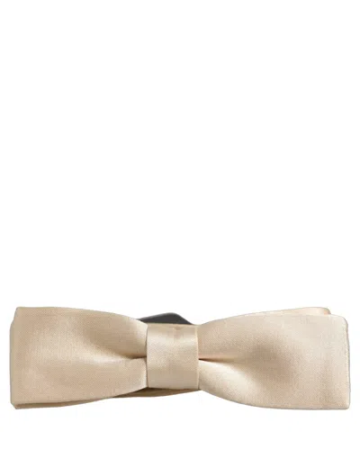 Dolce & Gabbana Silk Bow Tie In Beige