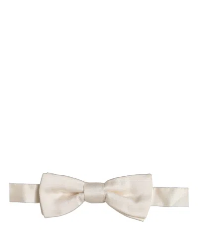 Dolce & Gabbana Silk Bow Tie In Neutral