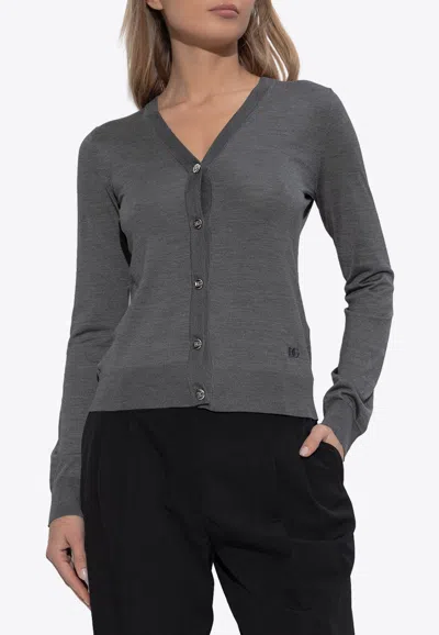 Dolce & Gabbana Silk Button-up Cardigan In Gray