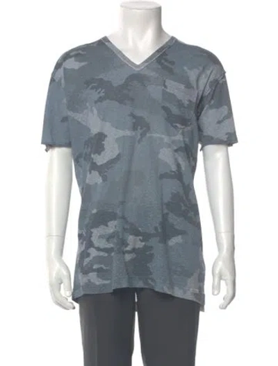 Pre-owned Dolce & Gabbana Silk Camouflage Print T-shirt In Blue