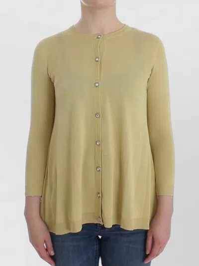 Dolce & Gabbana Silk Cardigan Lightweight Knit Longline Silhouette In Yellow