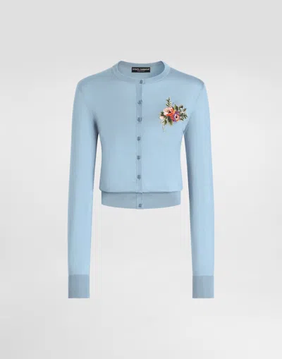 Dolce & Gabbana Silk Cardigan With Buttons In Blue