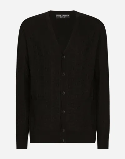 Dolce & Gabbana Silk Cardigan With Dg Logo In Black