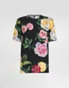 Dolce & Gabbana Silk Charmeuse Blouse With Peony And Rose Print In Print