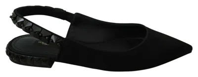 Dolce & Gabbana Silk Charmeuse Slingback Flat In Black