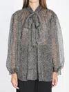 Dolce & Gabbana Dolce&gabbana Women Silk Chiffon Blouse With Chevron Print In Black