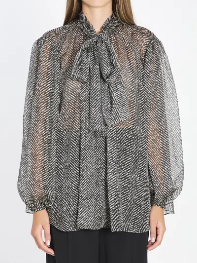 Dolce & Gabbana Silk Chiffon Blouse In Black