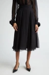 Dolce & Gabbana High-waisted Pleated Midi Skirt In Nero
