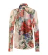 Dolce & Gabbana Bouquet Fantichi Sheer Chiffon Button-down Blouse