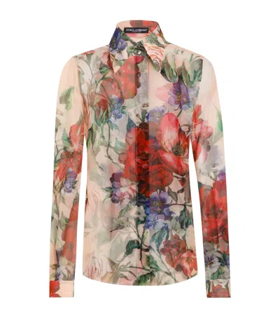 DOLCE & GABBANA SILK CHIFFON FLORAL SHIRT