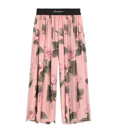 Dolce & Gabbana Kids' Silk Chiffon Floral Trousers