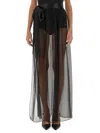 Dolce & Gabbana Belted Midi Chiffon Skirt In Black
