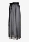 Dolce & Gabbana Belted Midi Chiffon Skirt In Black