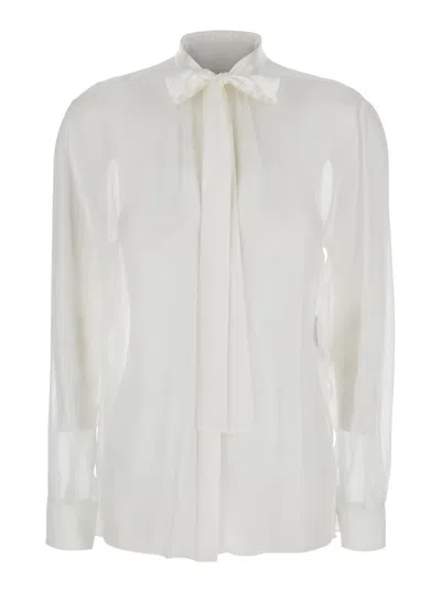 Dolce & Gabbana Silk Chiffon Shirt In White