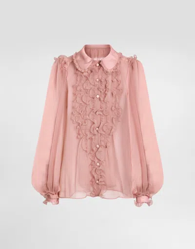 Dolce & Gabbana Silk Chiffon Shirt In Pink
