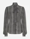 Dolce & Gabbana Silk Chiffon Shirt With Glen Plaid Print In Multicolor