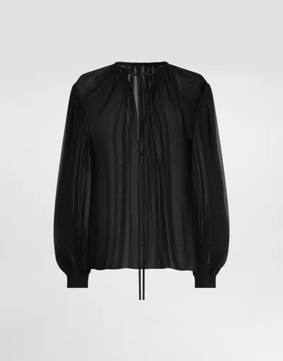 Dolce & Gabbana Silk Chiffon Top In Black
