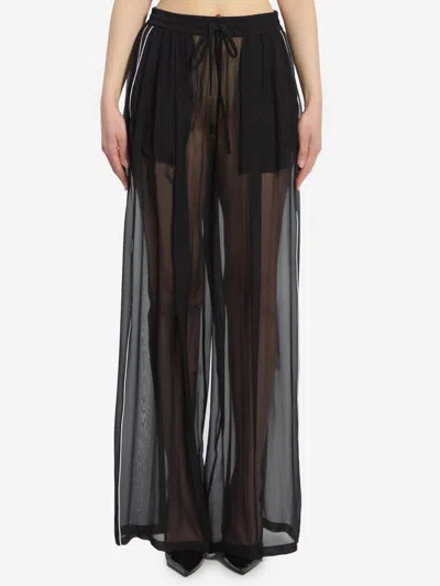 Dolce & Gabbana Silk Chiffon Trousers In Black