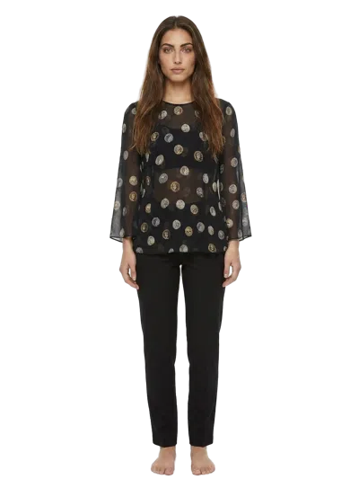 Dolce & Gabbana Silk Coin-print Blouse In Black