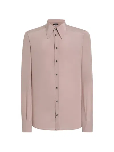 Dolce & Gabbana Silk Crêpe De Chine Shirt In Pink