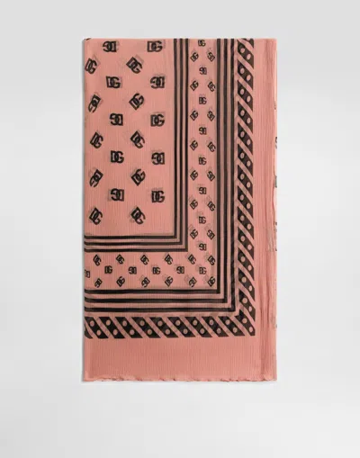 DOLCE & GABBANA SILK CREPON SCARF WITH ALL-OVER DG LOGO PRINT (120X200)