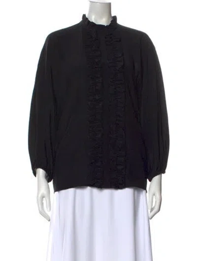 Pre-owned Dolce & Gabbana Silk Crew Neck Blouse In Black