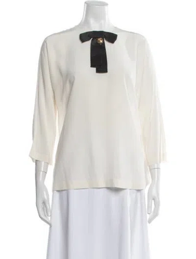 Pre-owned Dolce & Gabbana Silk Crew Neck Blouse In Neutral