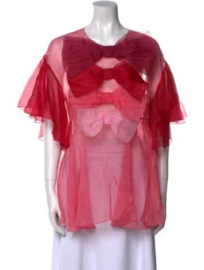 Pre-owned Dolce & Gabbana Silk Crew Neck Blouse In Pink