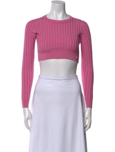 Pre-owned Dolce & Gabbana Silk Crew Neck Crop Top In Pink