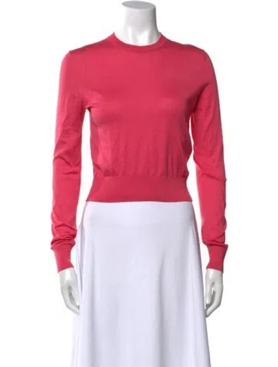 Pre-owned Dolce & Gabbana Silk Crew Neck Crop Top In Pink