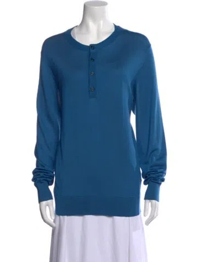 Pre-owned Dolce & Gabbana Silk Crew Neck Sweater In Blue