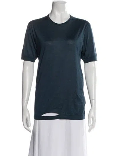 Pre-owned Dolce & Gabbana Silk Crew Neck T-shirt In Blue