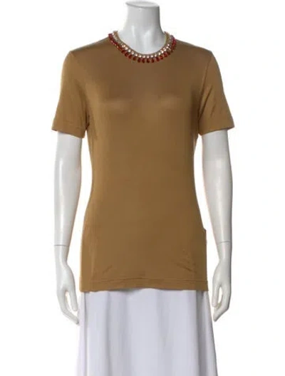 Pre-owned Dolce & Gabbana Silk Crew Neck T-shirt In Brown