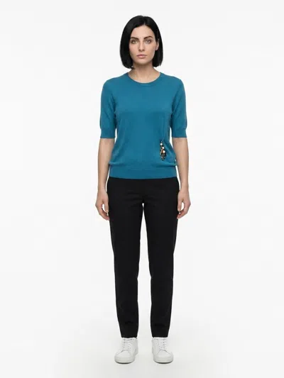 Dolce & Gabbana Silk Crewneck Sweater In Blue