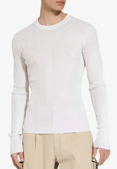 Dolce & Gabbana Silk Crewneck Sweater In White