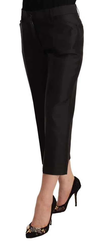 Dolce & Gabbana Silk Cropped Trousers In Black