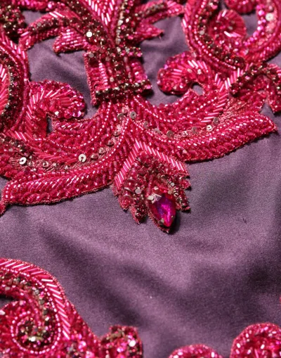 Dolce & Gabbana Silk Crystal Beaded Strapless Gown In Pink