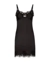 Dolce & Gabbana Black Silk Blend Lace Trim Sleeveless Mini Dress In Black