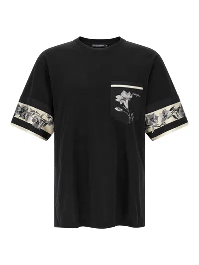 Dolce & Gabbana Silk Detail T-shirt In Black