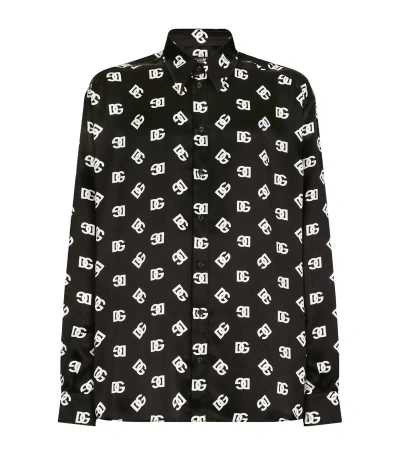 Dolce & Gabbana Silk Dg Monogram Print Shirt In Multi