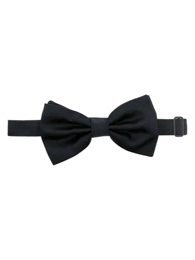 Dolce & Gabbana Silk Double Bow Tie In Black