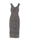 Dolce & Gabbana Off-the-shoulder Gathered Printed Silk-blend Midi Dress In Gold