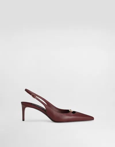 Dolce & Gabbana Silk-effect Nappa Leather Slingback In Brown