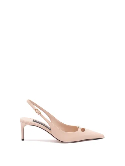 Dolce & Gabbana Silk-effect Nappa Leather Slingbacks In Pink