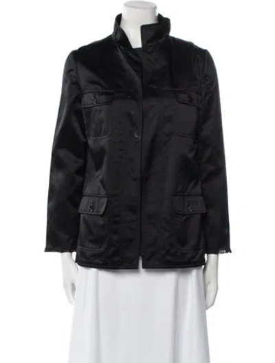 Pre-owned Dolce & Gabbana Silk Faux Fur Jacket In Black