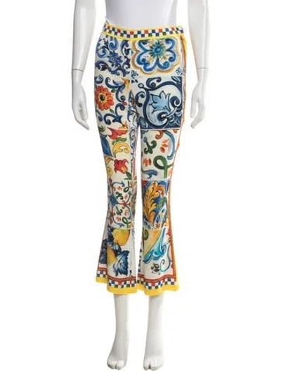 Pre-owned Dolce & Gabbana Silk Flared Pants In Blue