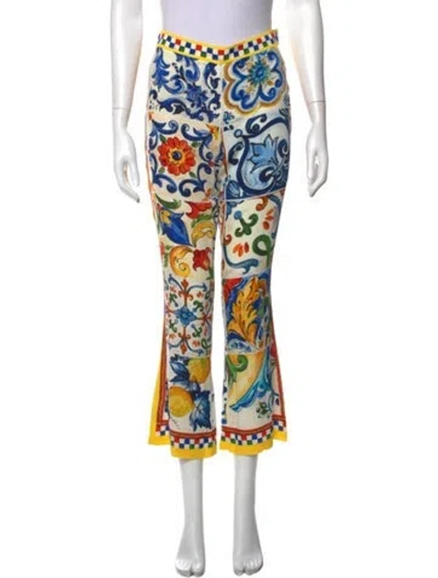 Pre-owned Dolce & Gabbana Silk Flared Pants In Neutrals