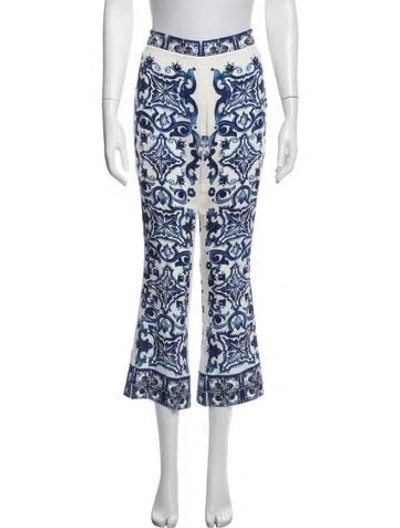 Pre-owned Dolce & Gabbana Silk Flared Pants In White