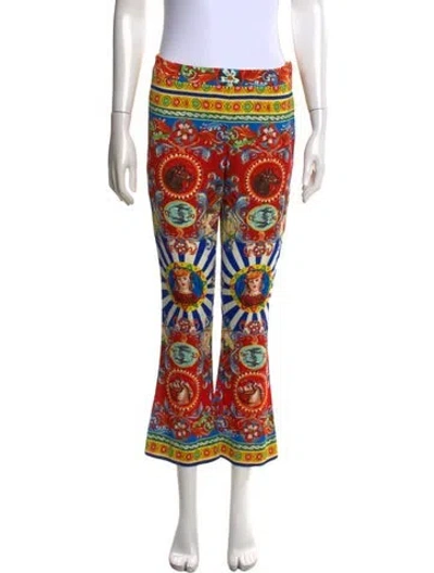 Pre-owned Dolce & Gabbana Silk Flared Pants In Yellow