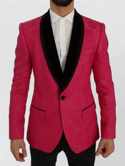Dolce & Gabbana Silk Floral Brocade Slim Blazer In Pink